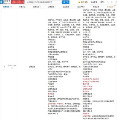 企查查显示北汽鹏龙经营范围新增票务代理等